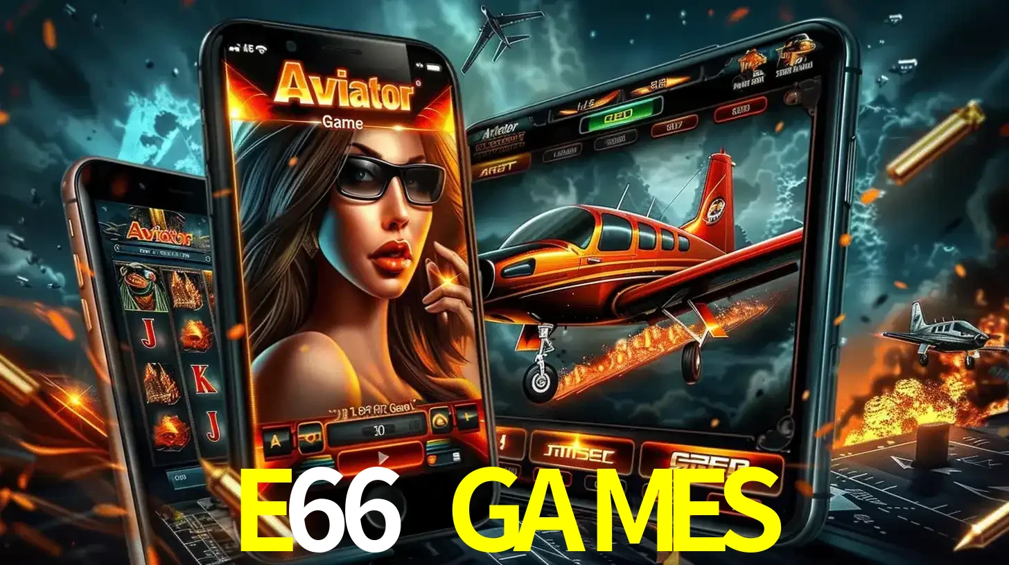 O popular jogo de apostas Aviator exibido em vários celulares e tablets, mostrando a interface emocionante e a ação de voo disponíveis para jogar agora no E66 GAMES.