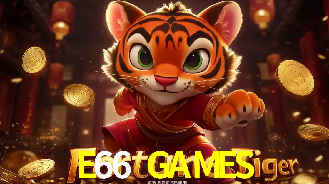 O carismático mascote do jogo de slot Fortune Tiger, um tigre fofo em pose de artes marciais, pronto para trazer sorte e multiplicadores de ganhos no cassino online E66 GAMES.