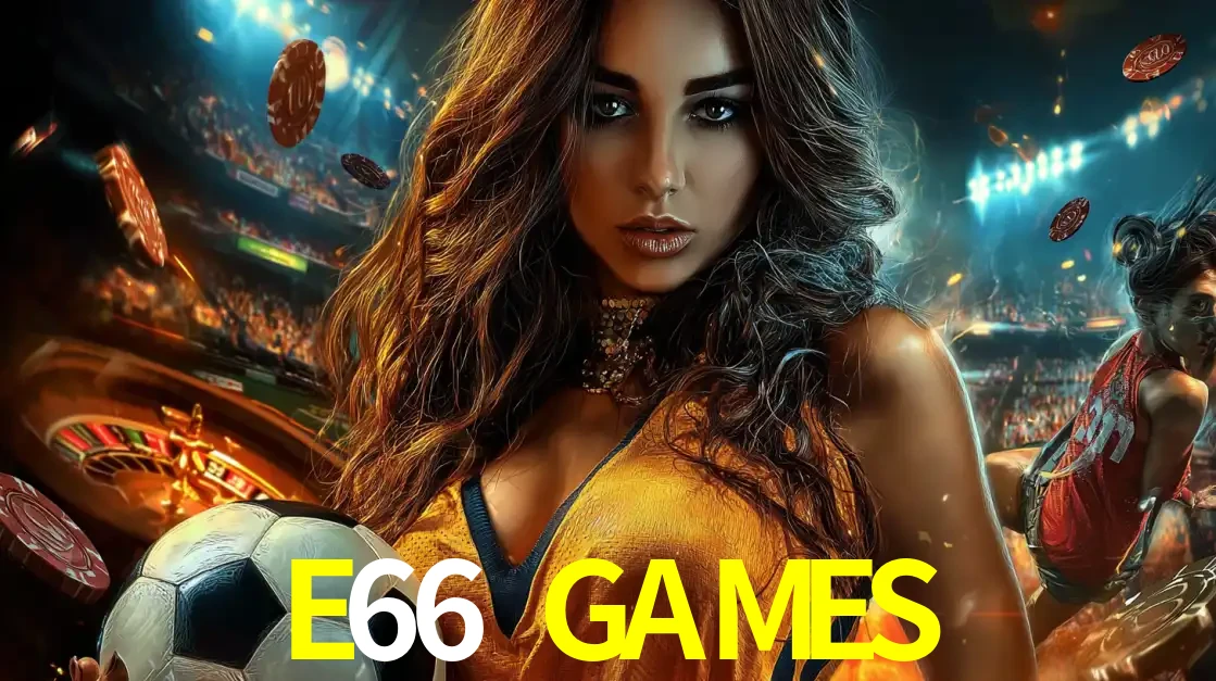 Mulher segurando uma bola de futebol em uma montagem que mistura a paixão esportiva com a emoção da roleta de cassino, tudo disponível na plataforma E66 GAMES.